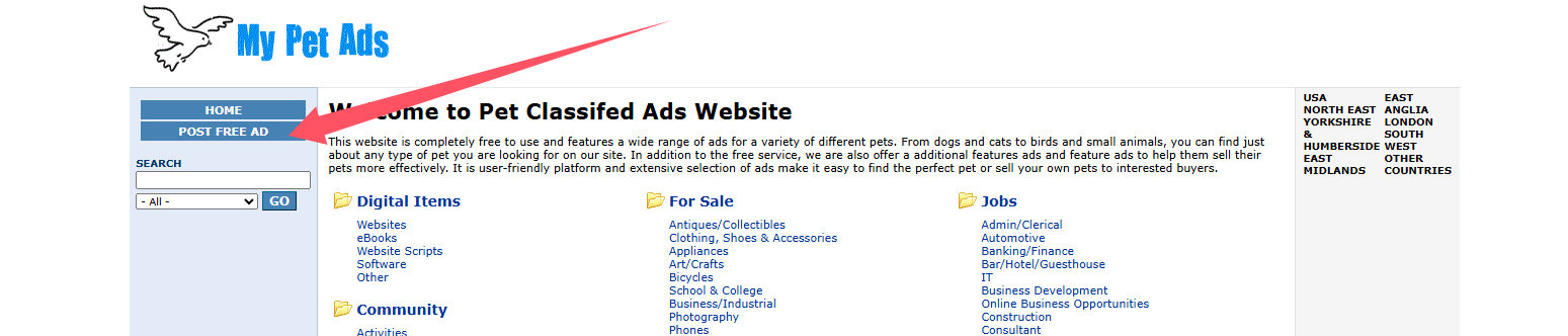 My Free Pet Ads Website